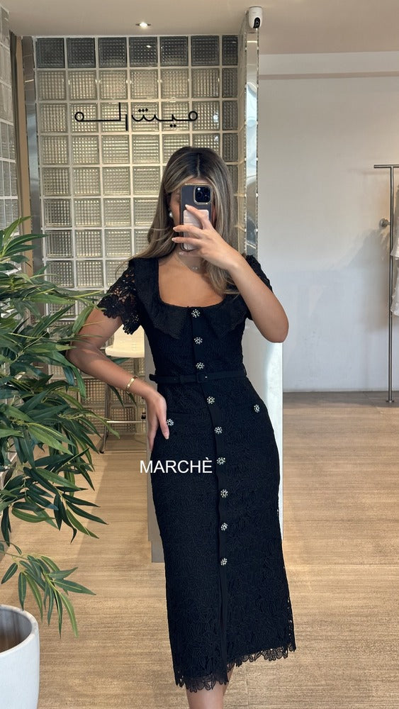 ELEGANT FLOWER EMBROIDERY LACE PROM DRESS