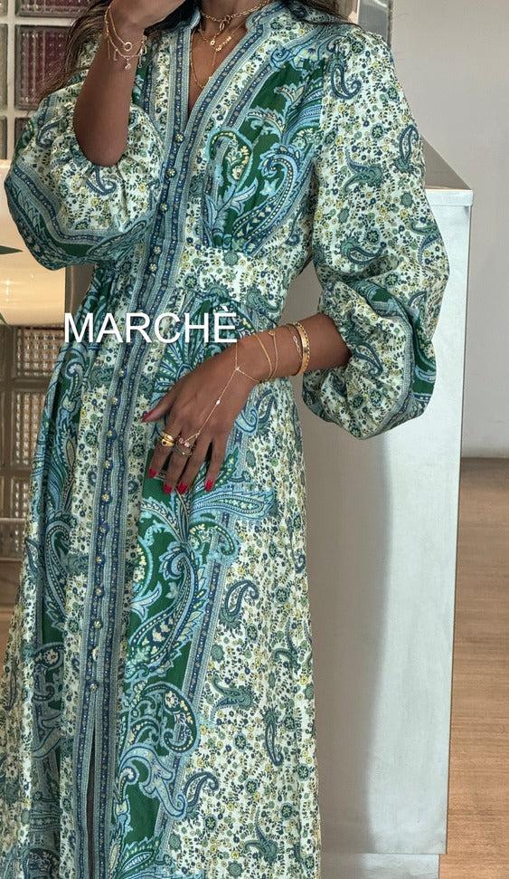 VINTAGE PRINTED ROBE LONG DRESS