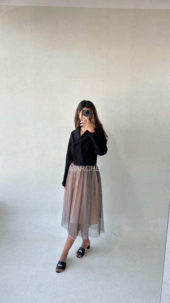 Top + Mesh Half Skirt Slim