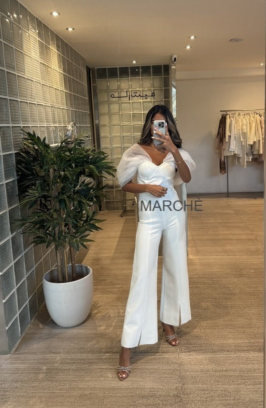 EVENING JUMPSUIT WITH CHIFFON SLEEVES