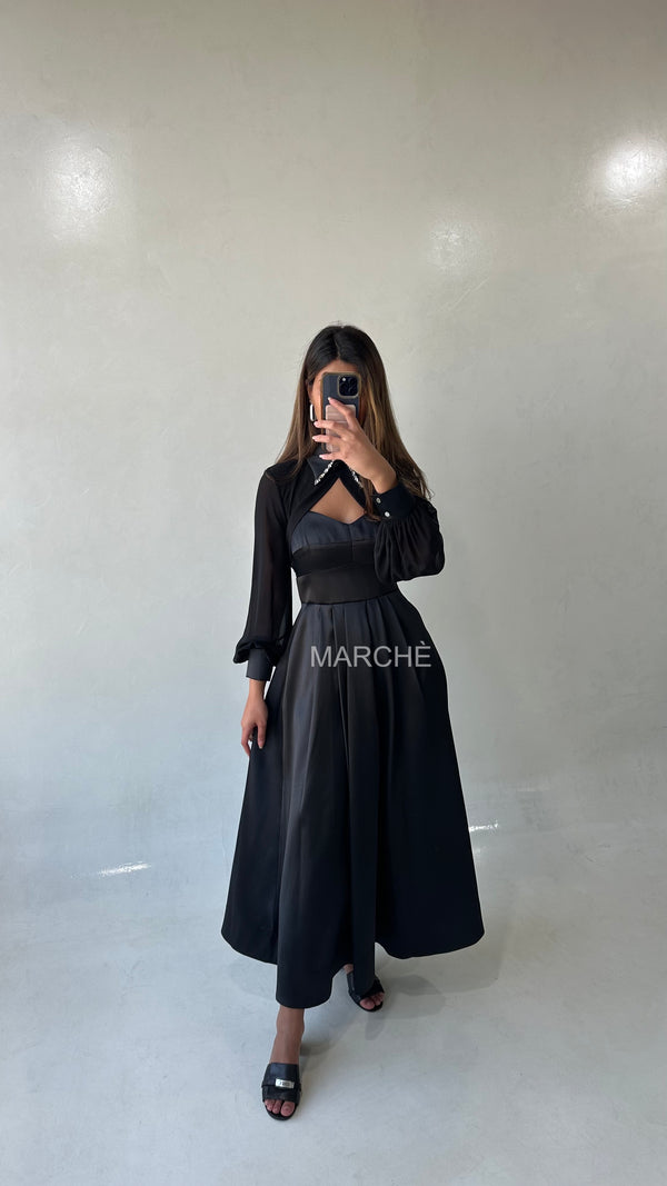 2 PCS SETS CHIFFON LONG SLEEVE DRESS