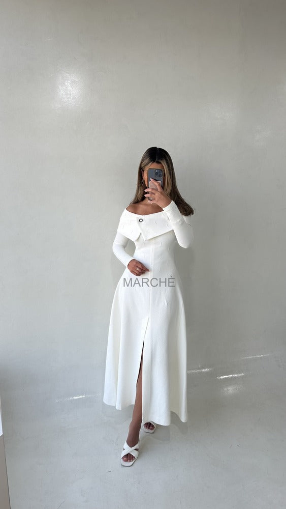 VINTAGE STYLE OFF SHOULDER  LONG SLEEVE DRESS