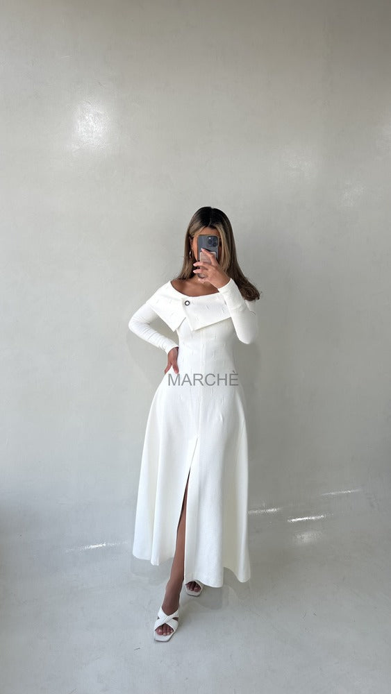 VINTAGE STYLE OFF SHOULDER  LONG SLEEVE DRESS