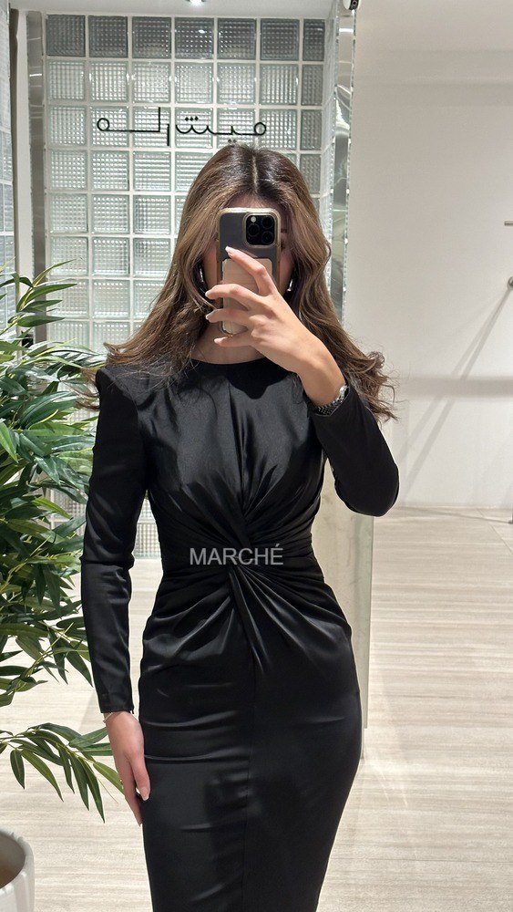 Evening Dress O-neck Long Sleeve Zipper Pleated