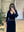 Velvet Midi Dress Puff Sleeve Slim A-Line
