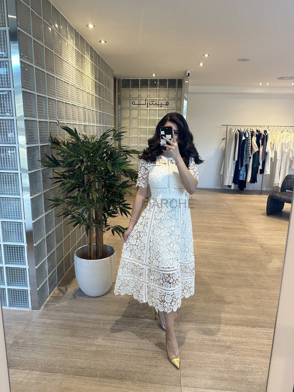 HOLLOW OUT LACE LONG DRESSES