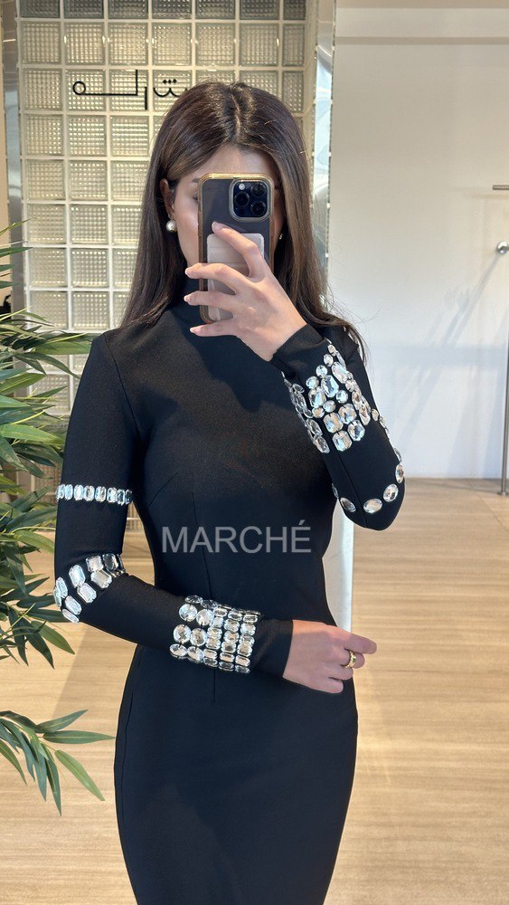 Dress Turtleneck Manual Drilling Rhinestone Decoration