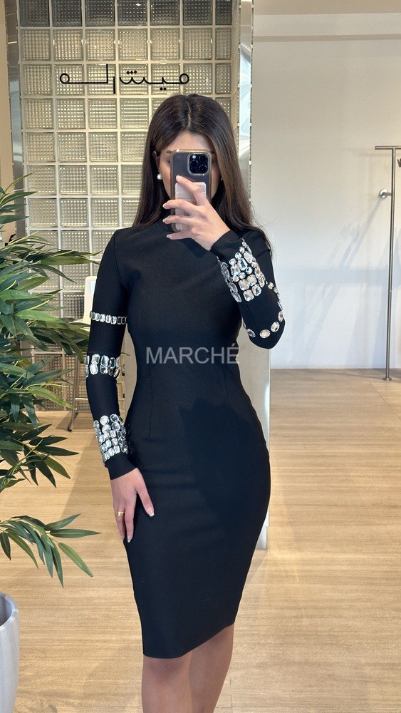 Dress Turtleneck Manual Drilling Rhinestone Decoration