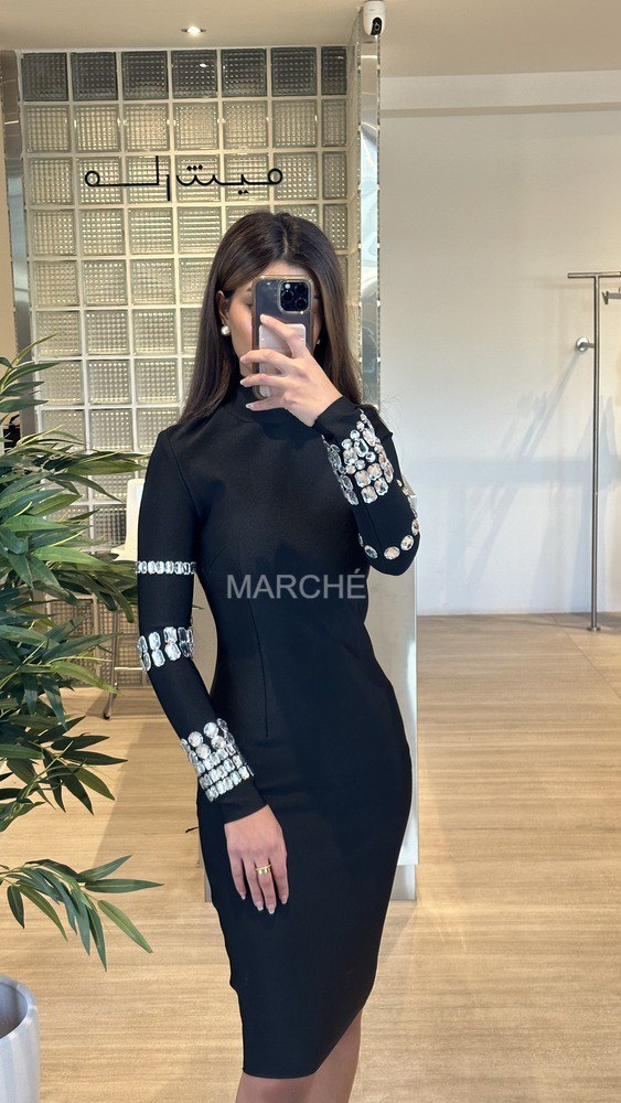 Dress Turtleneck Manual Drilling Rhinestone Decoration