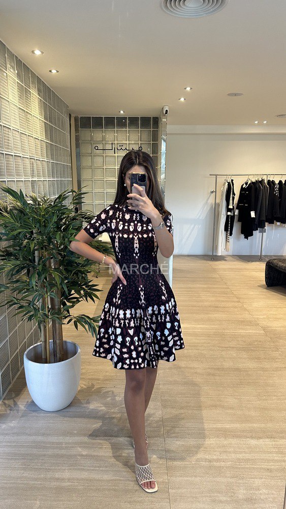 Black Strips Jacquard Cocktail  Bandage Dress