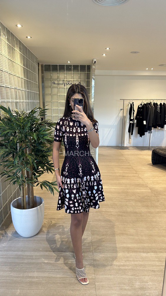 Black Strips Jacquard Cocktail  Bandage Dress
