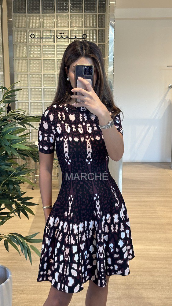 Black Strips Jacquard Cocktail  Bandage Dress